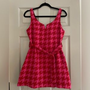 River Island Pink dogtooth boucle shift mini dress